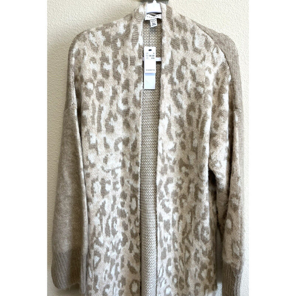 Topshop Animal Print Wool Blend Duster Cardigan Size 4-6 Tan Women's NEW - Picture 5 of 10